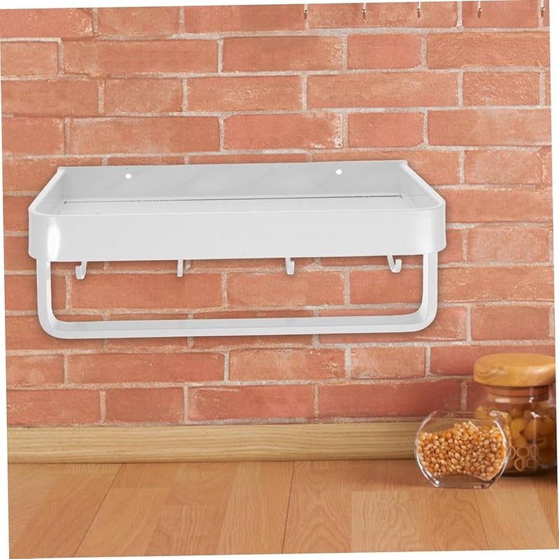 Aluminum Bathroom Towel Rack Wall Mounted Shelf with Hooks for Storage - Image 4